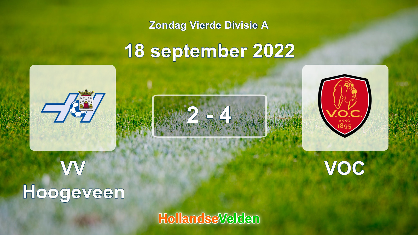 Gespeelde wedstrijd: VV Hoogeveen - VOC 2 - 4 (18 september 2022)