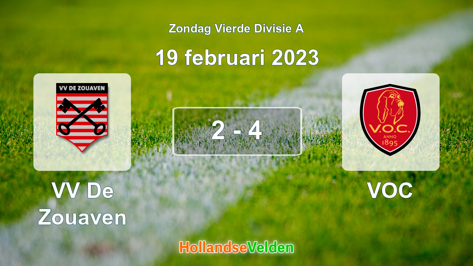 Gespeelde wedstrijd: VV De Zouaven - VOC 2 - 4 (19 februari 2023)