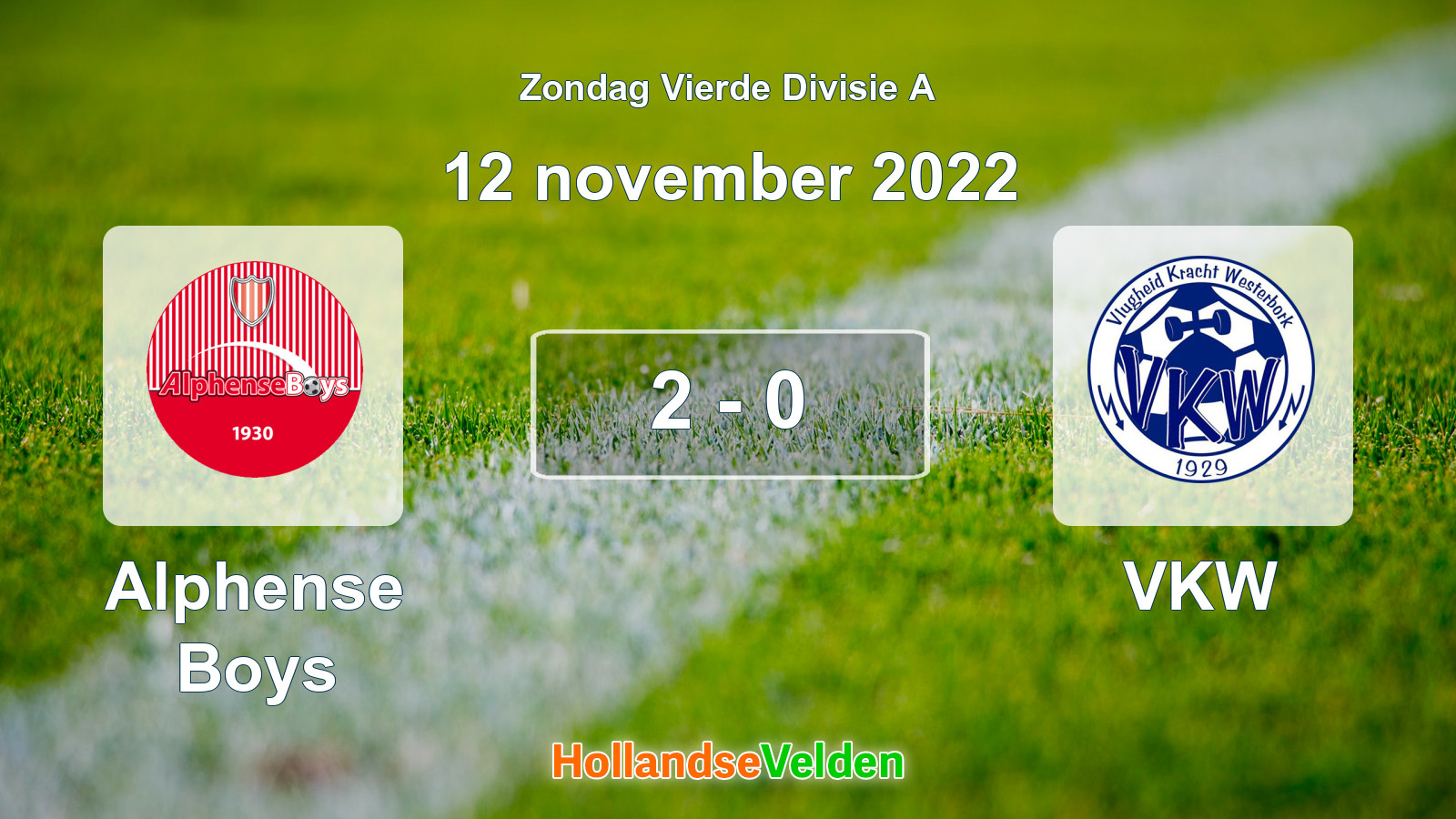 Gespeelde wedstrijd: Alphense Boys - VKW 2 - 0 (12 november 2022)