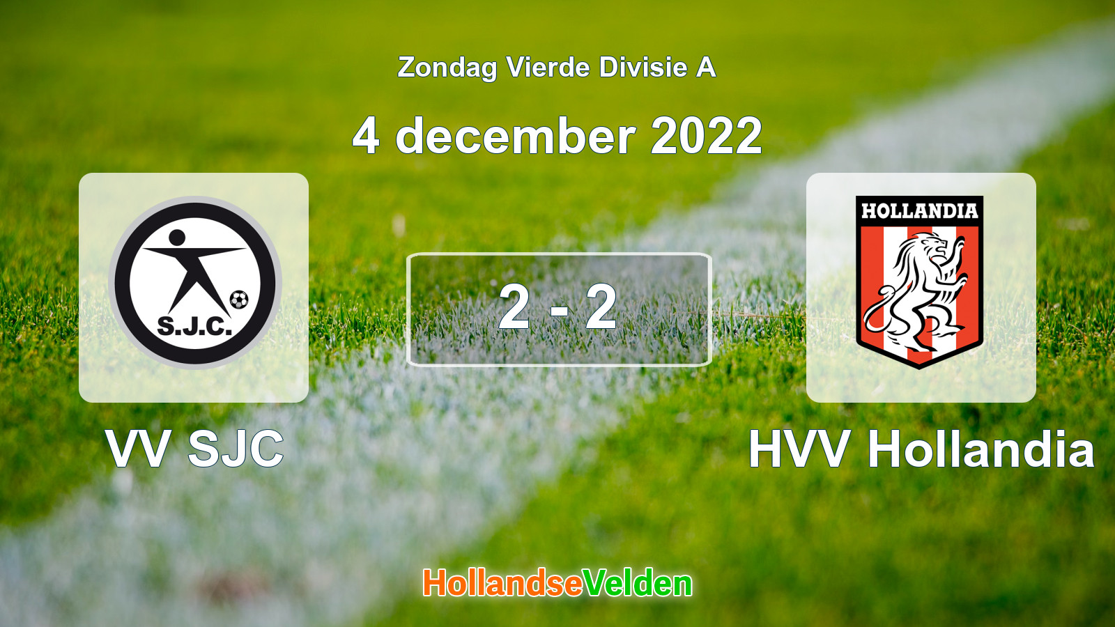 Gespeelde wedstrijd: VV SJC - HVV Hollandia 2 - 2 (4 december 2022)