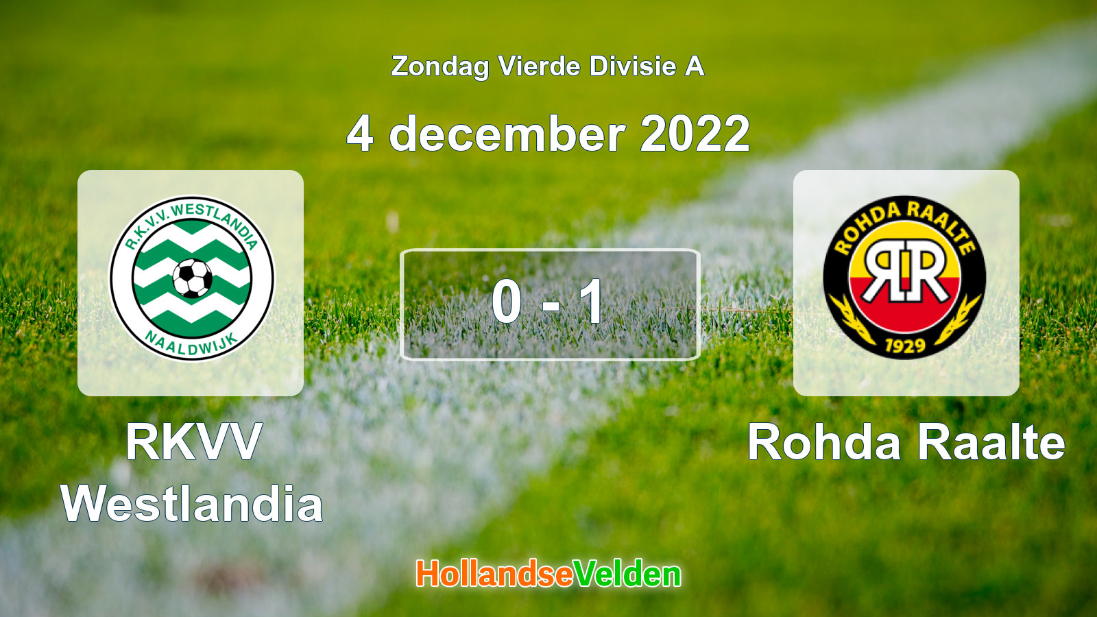 Gespeelde wedstrijd: RKVV Westlandia - Rohda Raalte 0 - 1 (4 december 2022)