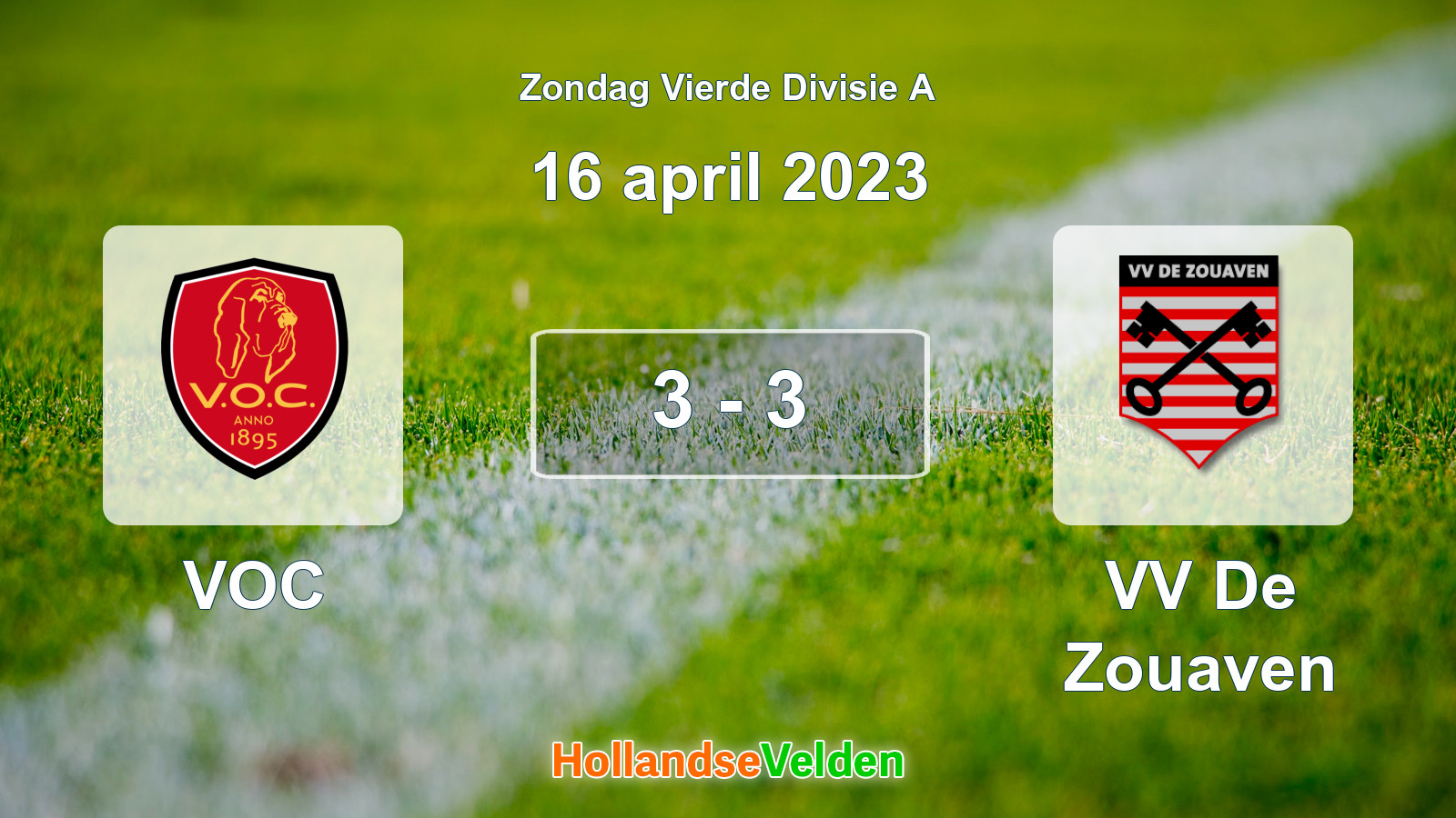 Gespeelde wedstrijd: VOC - VV De Zouaven 3 - 3 (16 april 2023)