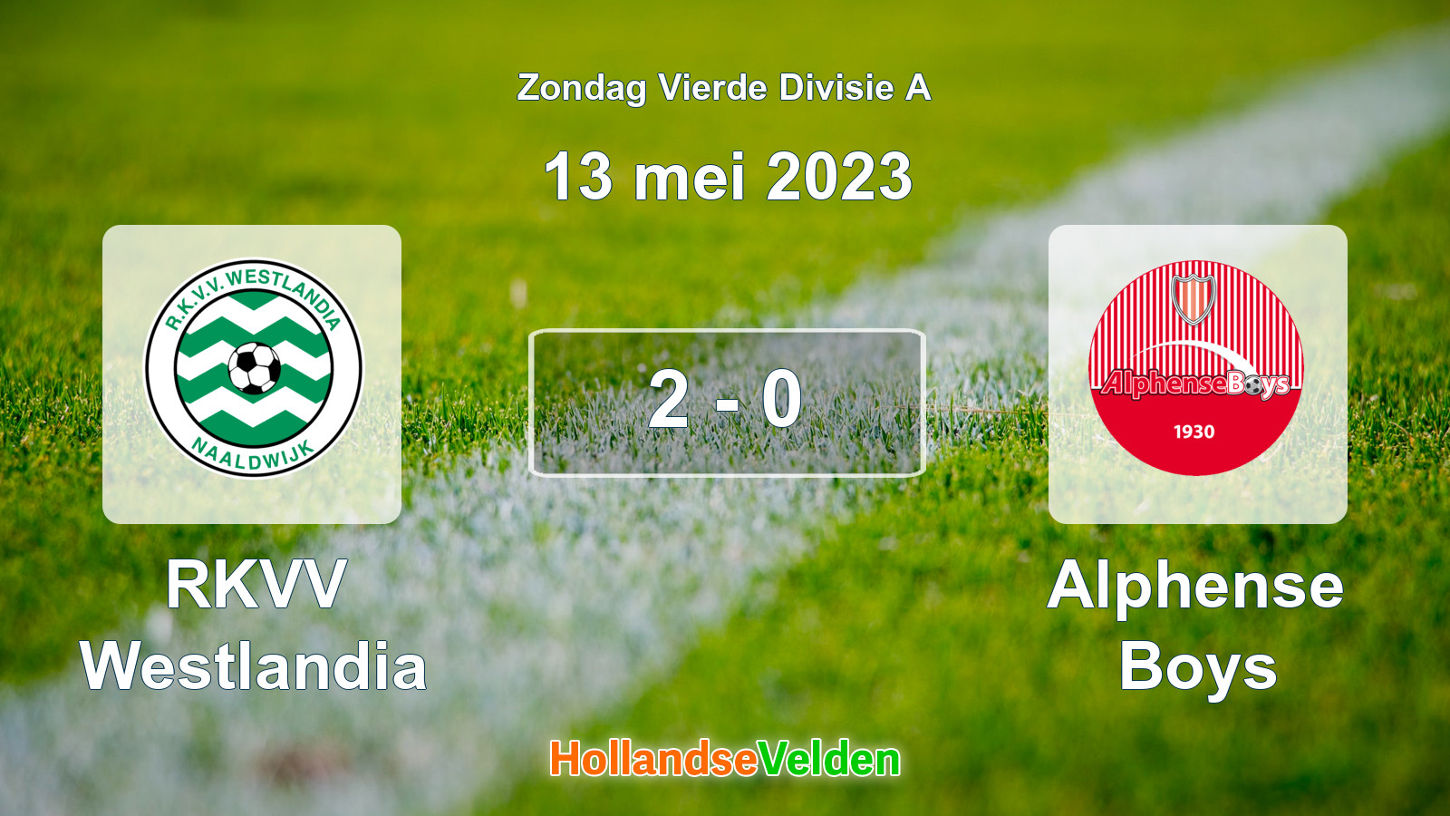 Gespeelde wedstrijd: RKVV Westlandia - Alphense Boys 2 - 0 (13 mei 2023)