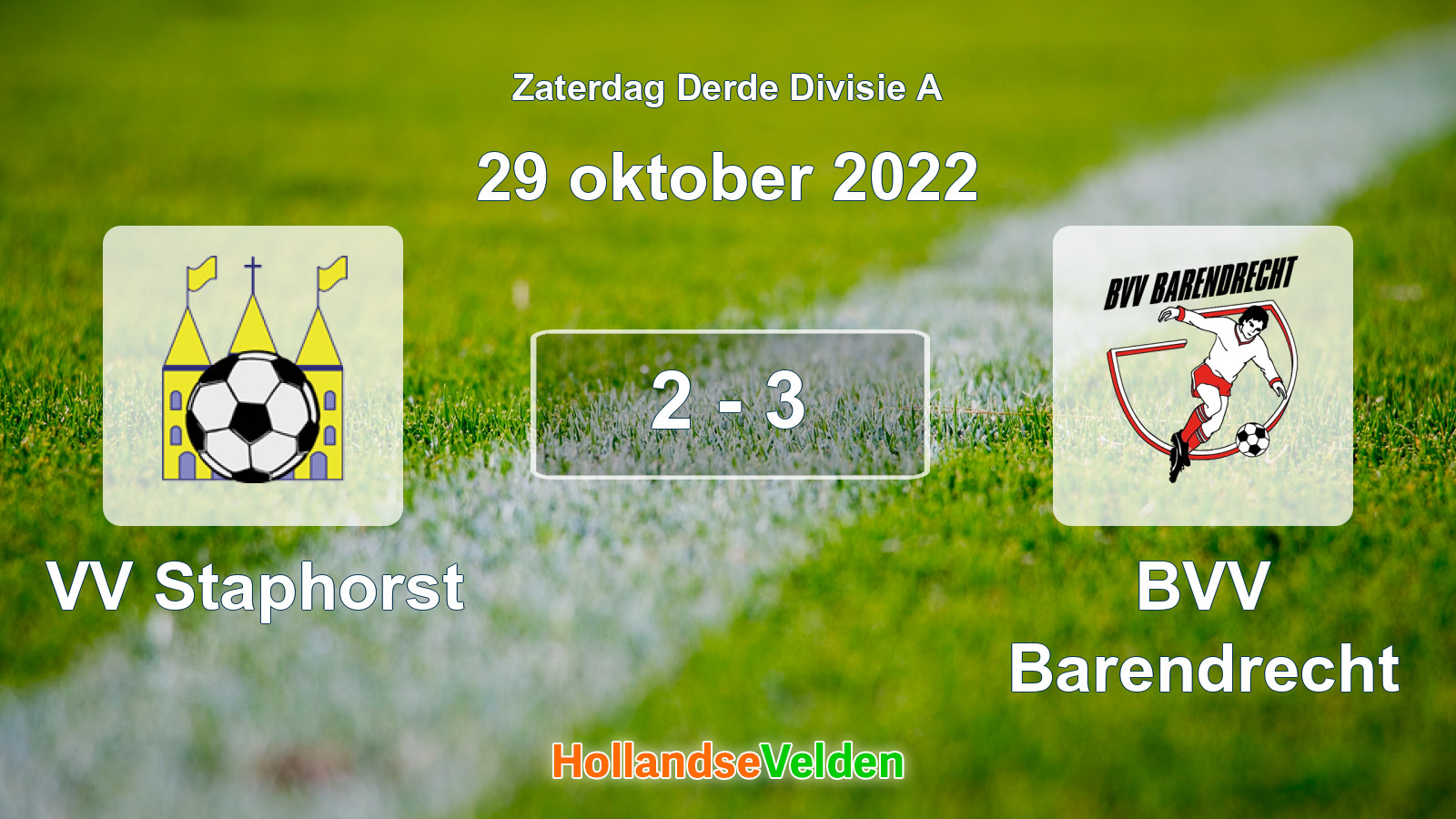 Gespeelde wedstrijd: VV Staphorst - BVV Barendrecht 2 - 3 (29 oktober 2022)