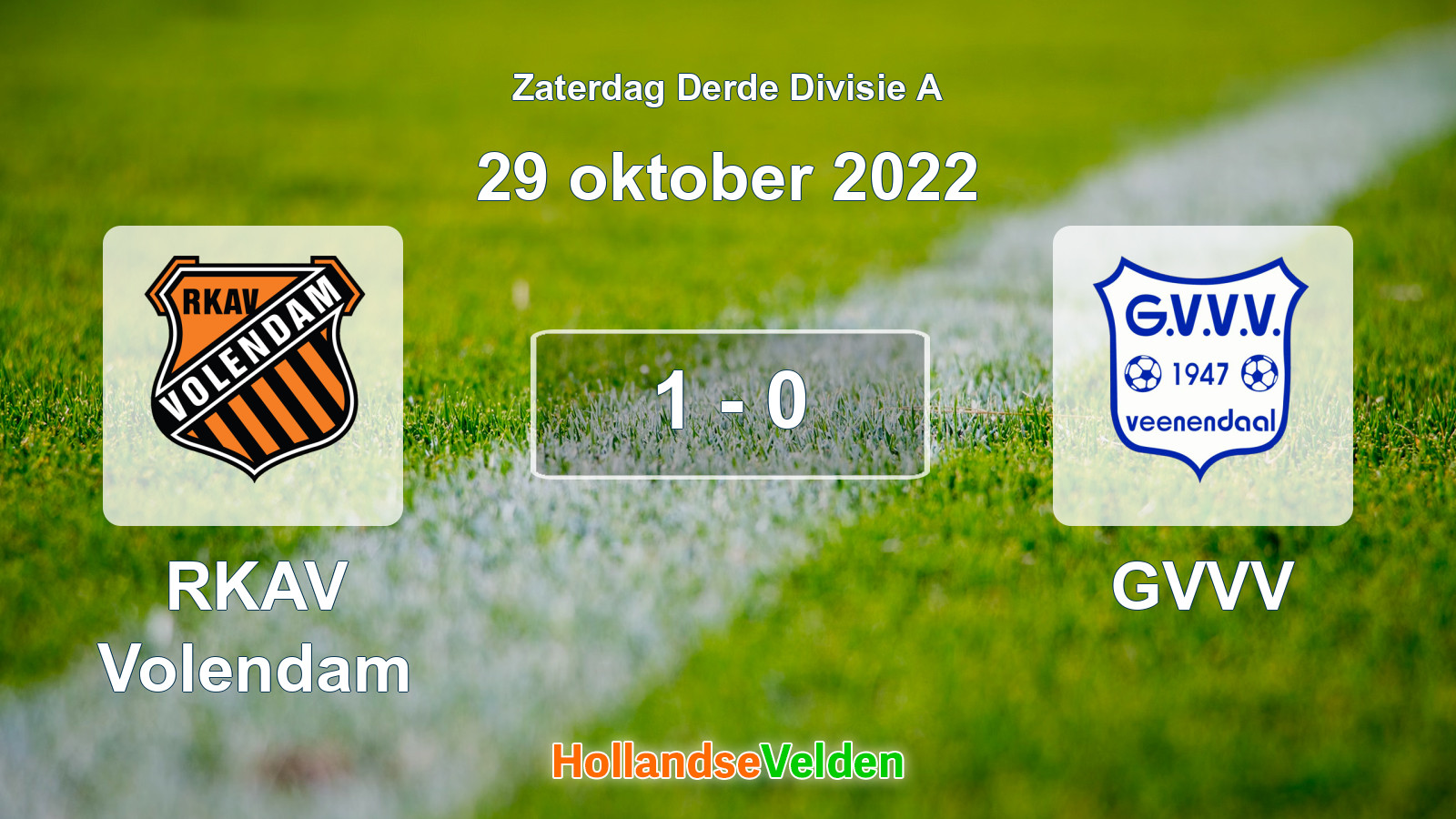 Gespeelde wedstrijd: RKAV Volendam - GVVV 1 - 0 (29 oktober 2022)