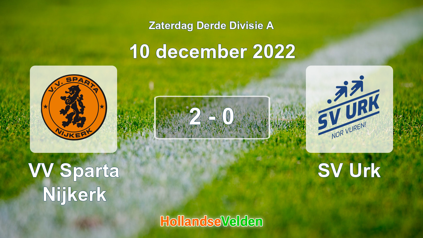 Gespeelde wedstrijd: VV Sparta Nijkerk - SV Urk 2 - 0 (10 december 2022)