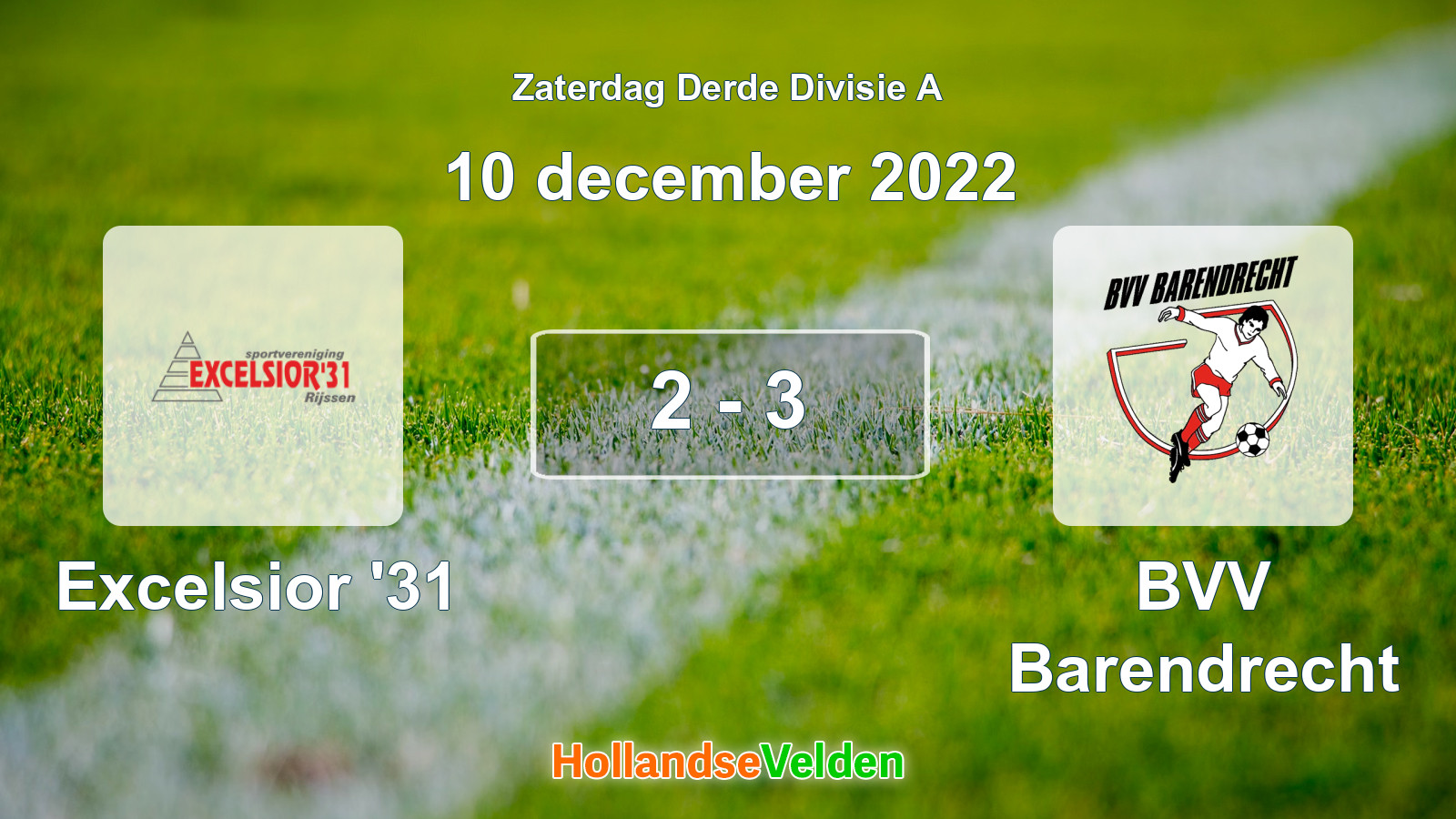 Gespeelde wedstrijd: Excelsior '31 - BVV Barendrecht 2 - 3 (10 december 2022)