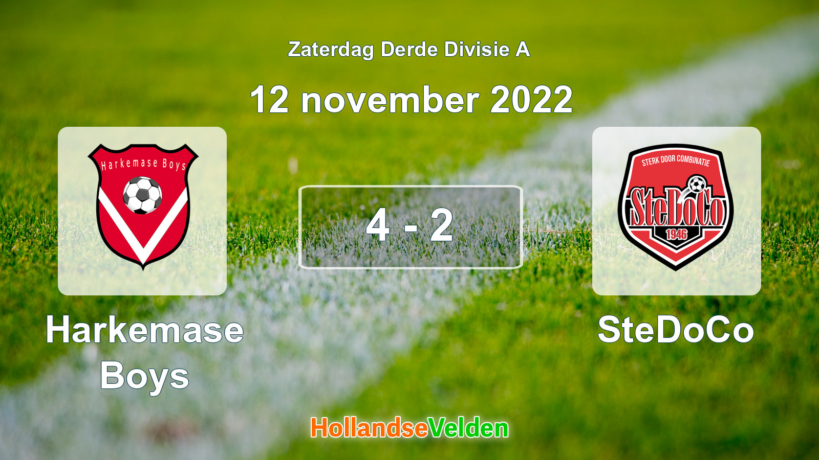 Gespeelde wedstrijd: Harkemase Boys - SteDoCo 4 - 2 (12 november 2022)