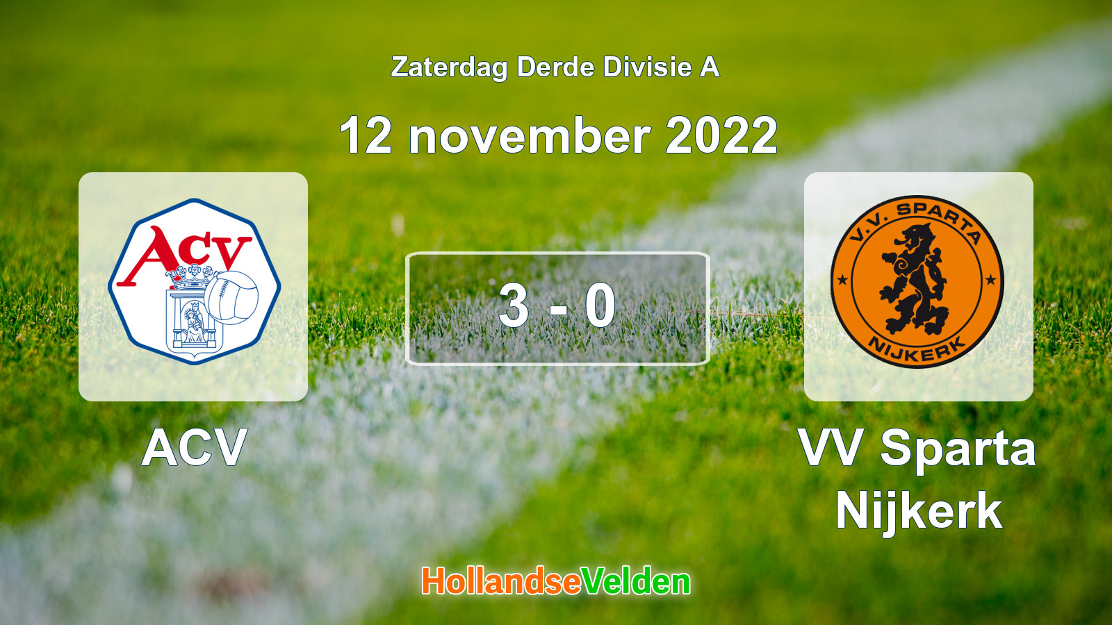 Gespeelde wedstrijd: ACV - VV Sparta Nijkerk 3 - 0 (12 november 2022)
