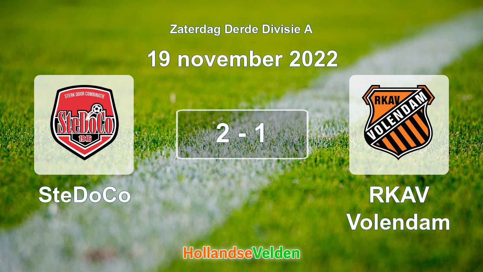 Gespeelde wedstrijd: SteDoCo - RKAV Volendam 2 - 1 (19 november 2022)
