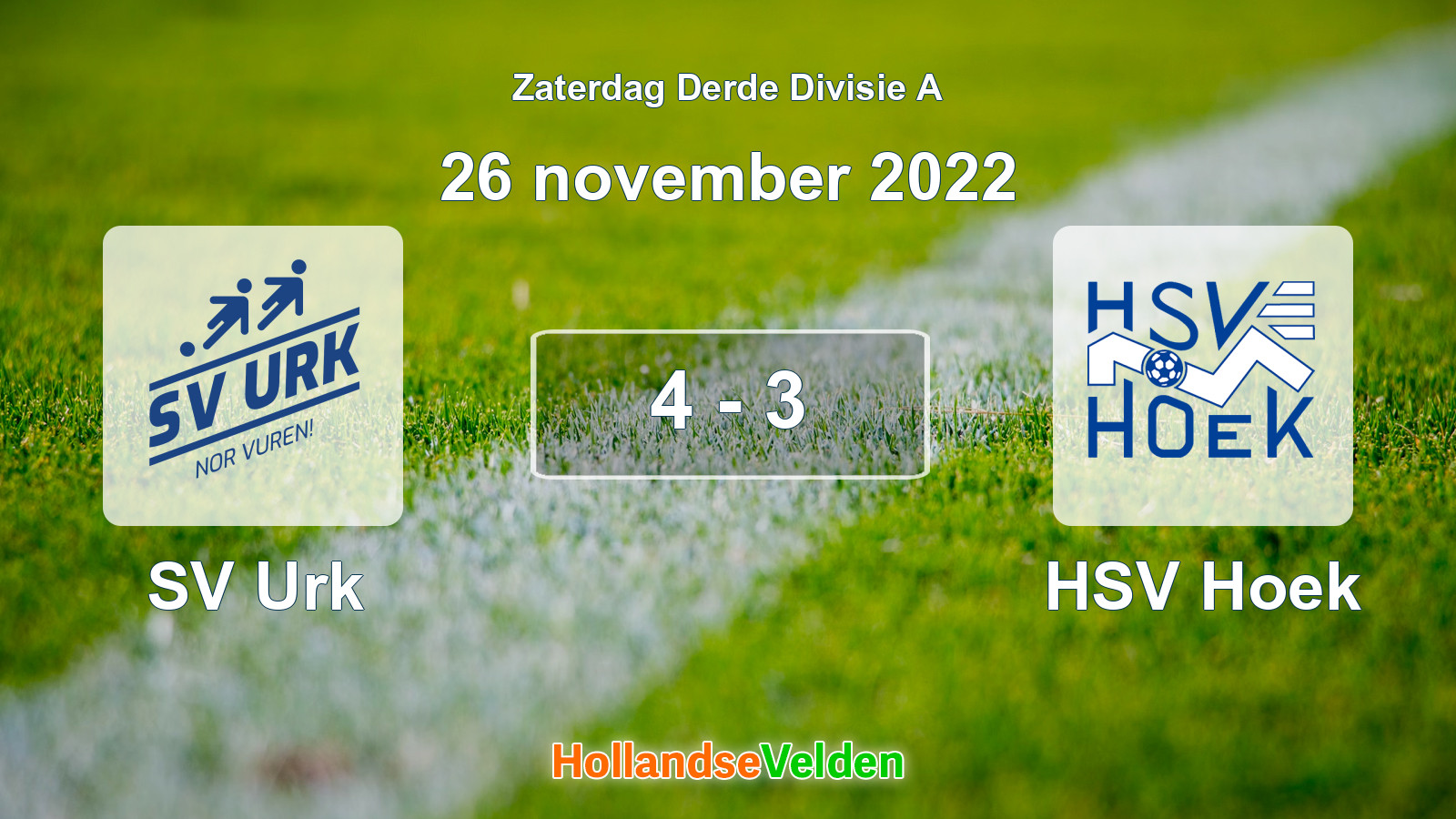 Gespeelde wedstrijd: SV Urk - HSV Hoek 4 - 3 (26 november 2022)