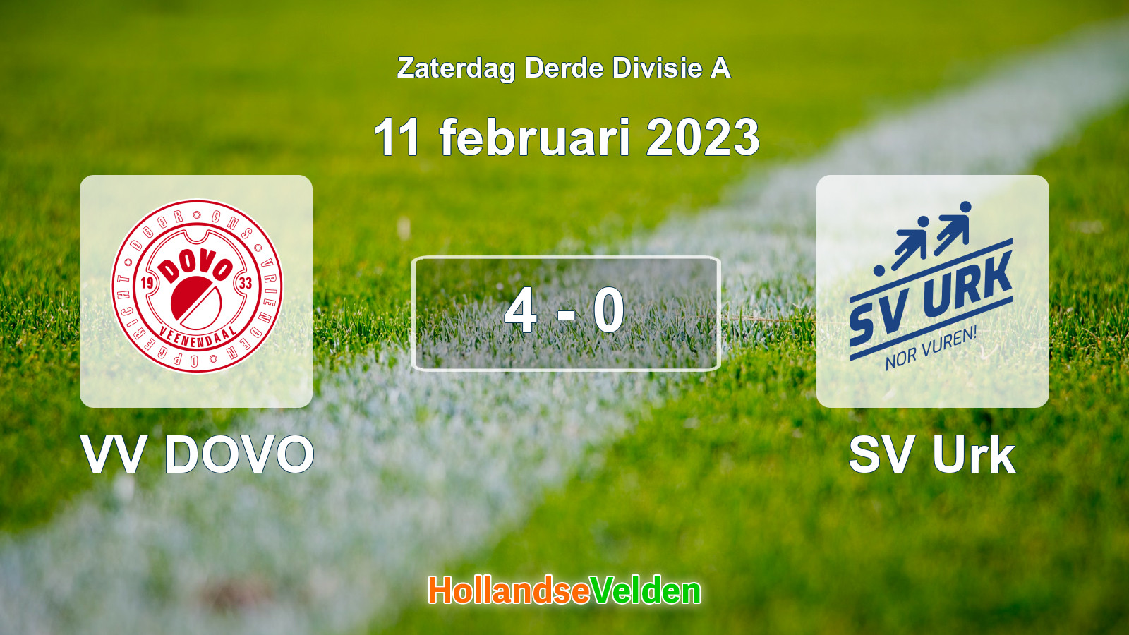 Gespeelde wedstrijd: VV DOVO - SV Urk 4 - 0 (11 februari 2023)