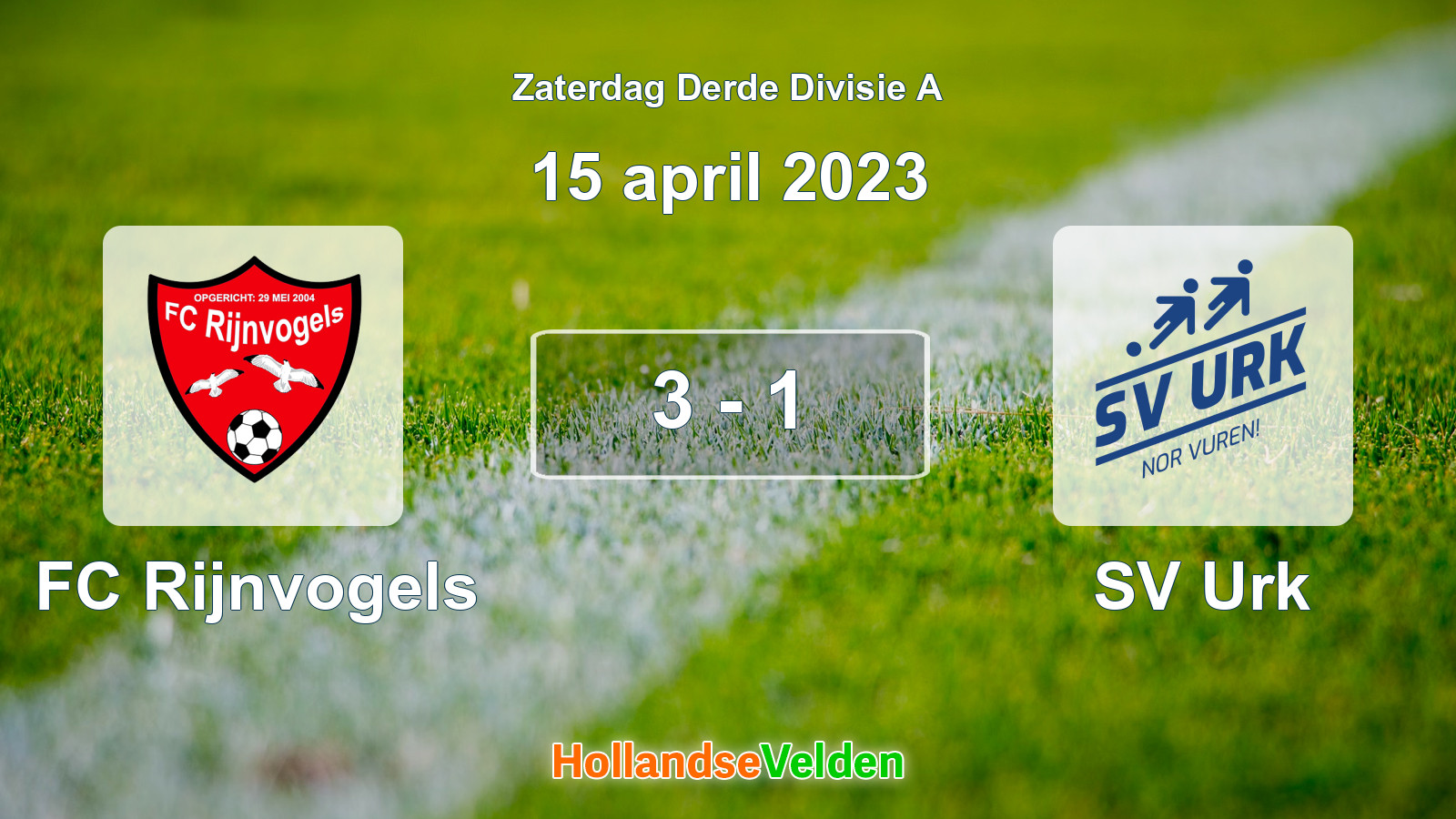 Gespeelde wedstrijd: FC Rijnvogels - SV Urk 3 - 1 (15 april 2023)