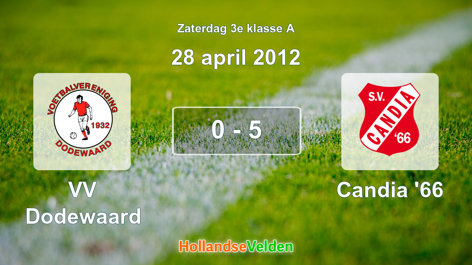 Gespeelde wedstrijd: VV Dodewaard - Candia '66 0 - 5 (28 april 2012)