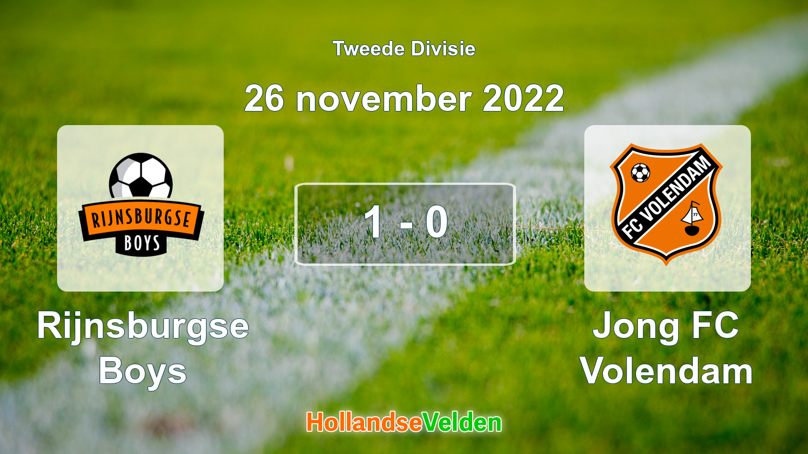 Gespeelde wedstrijd: Rijnsburgse Boys - Jong FC Volendam 1 - 0 (26 november 2022)