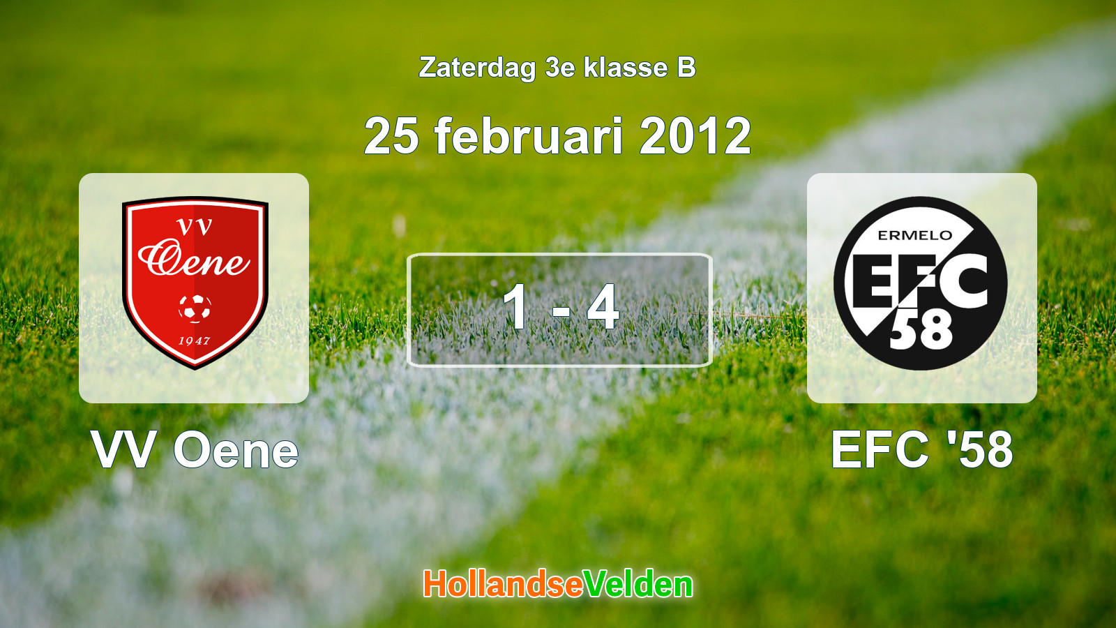 Gespeelde wedstrijd: VV Oene - EFC '58 1 - 4 (25 februari 2012)
