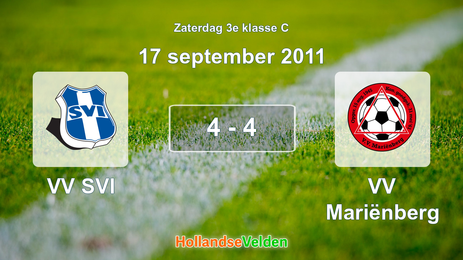 Gespeelde wedstrijd: VV SVI - VV Mariënberg 4 - 4 (17 september 2011)
