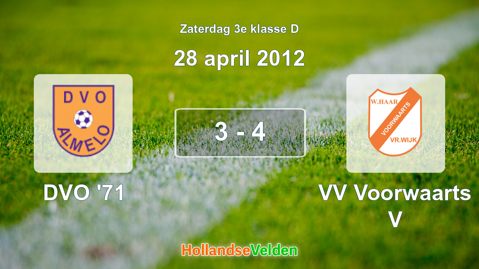 Gespeelde wedstrijd: DVO '71 - VV Voorwaarts V 3 - 4 (28 april 2012)