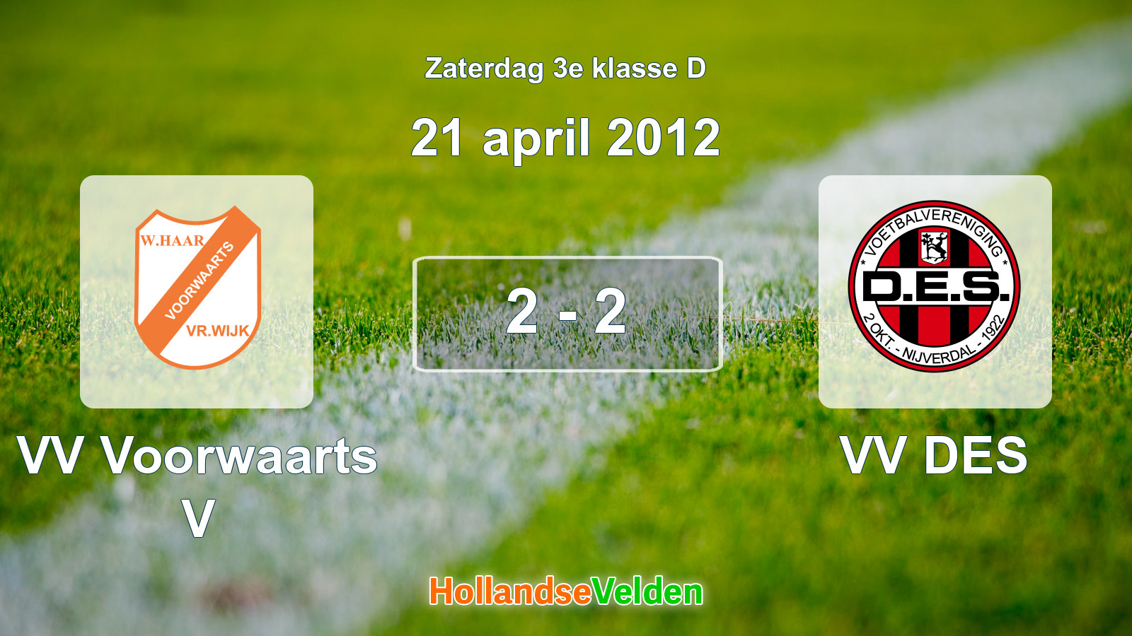 Gespeelde wedstrijd: VV Voorwaarts V - VV DES 2 - 2 (21 april 2012)