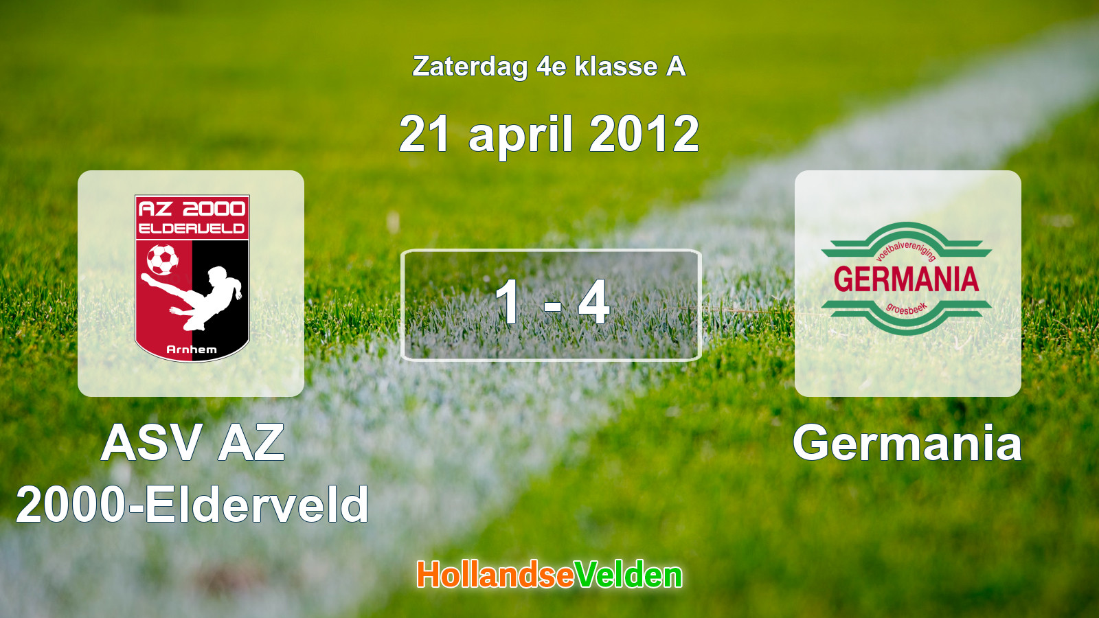 Gespeelde wedstrijd: ASV AZ 2000-Elderveld - Germania 1 - 4 (21 april 2012)