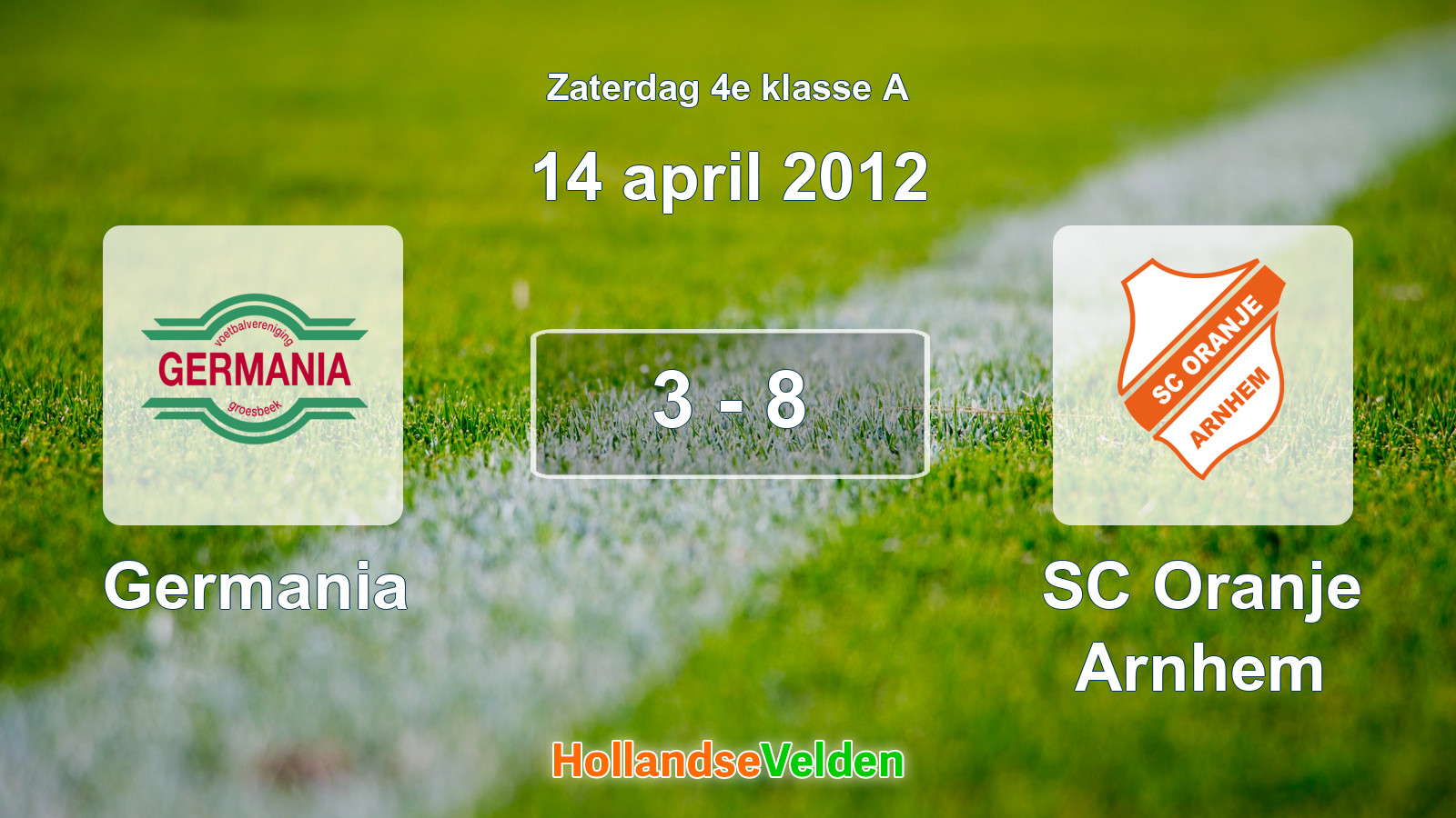 Gespeelde wedstrijd: Germania - SC Oranje Arnhem 3 - 8 (14 april 2012)