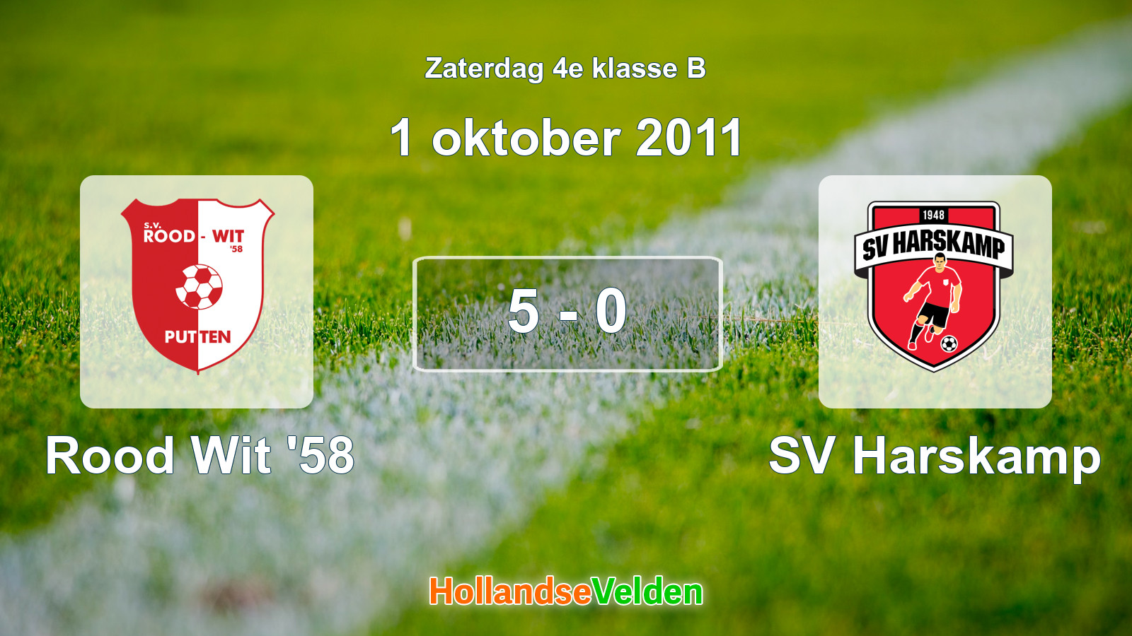 Gespeelde wedstrijd: Rood Wit '58 - SV Harskamp 5 - 0 (1 oktober 2011)