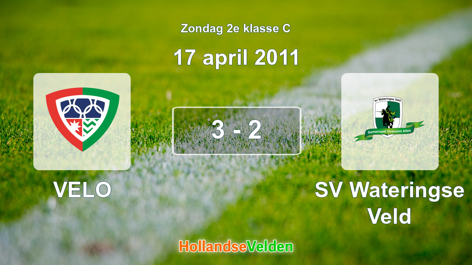 Gespeelde wedstrijd: VELO - SV Wateringse Veld 3 - 2 (17 april 2011)