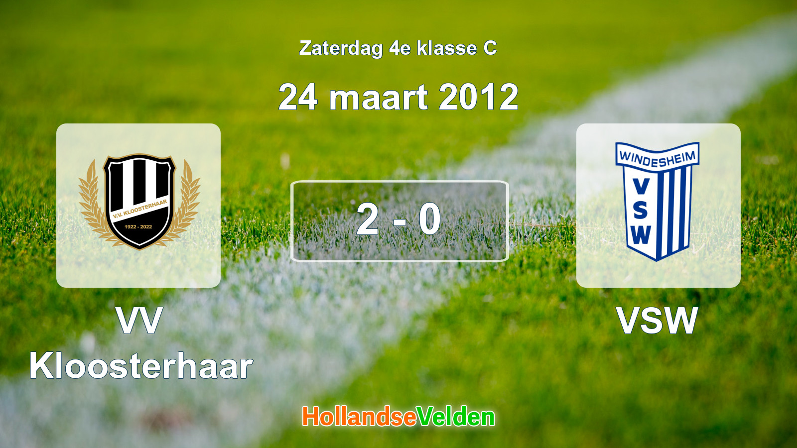Gespeelde wedstrijd: VV Kloosterhaar - VSW 2 - 0 (24 maart 2012)