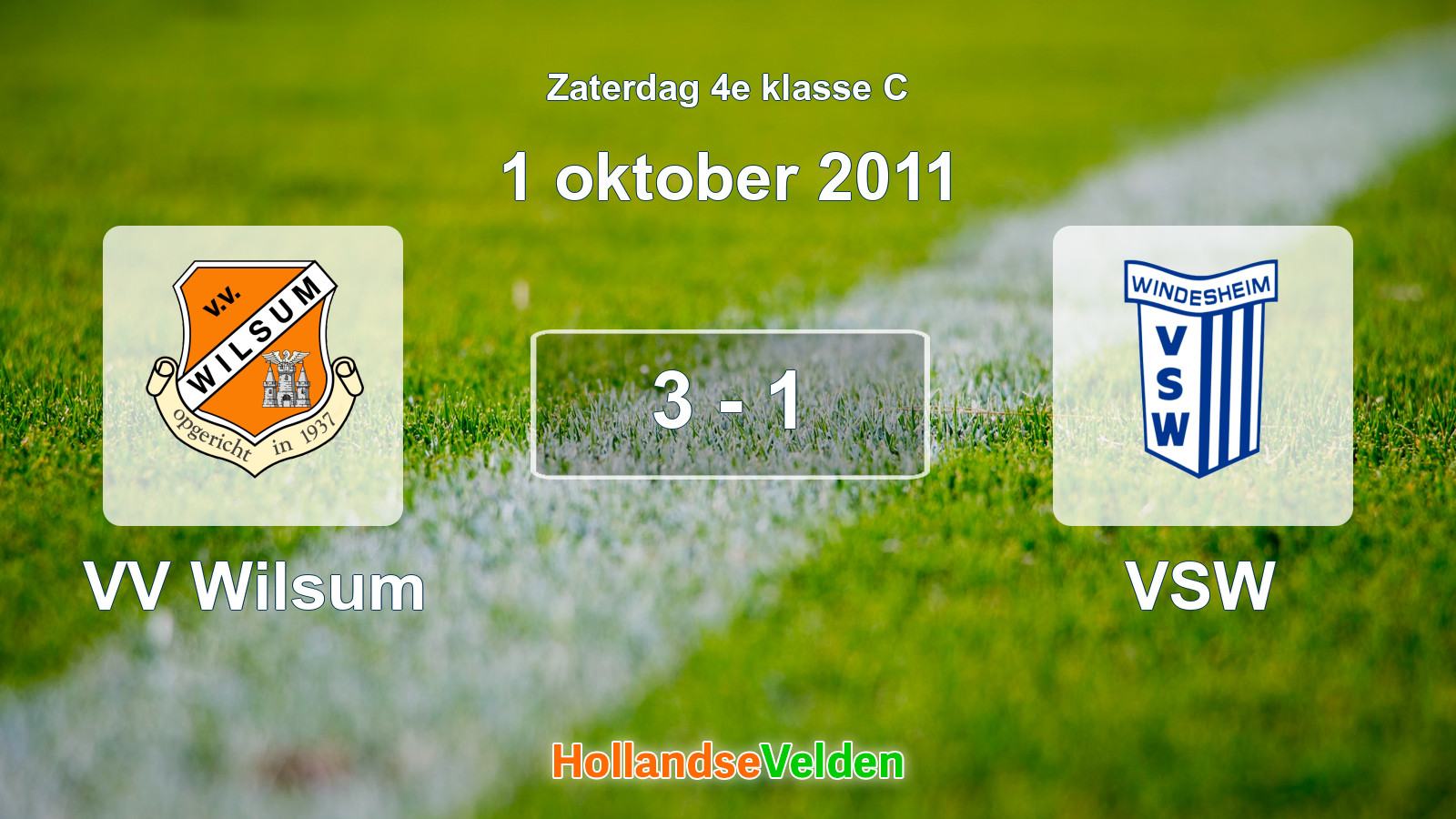 Gespeelde wedstrijd: VV Wilsum - VSW 3 - 1 (1 oktober 2011)