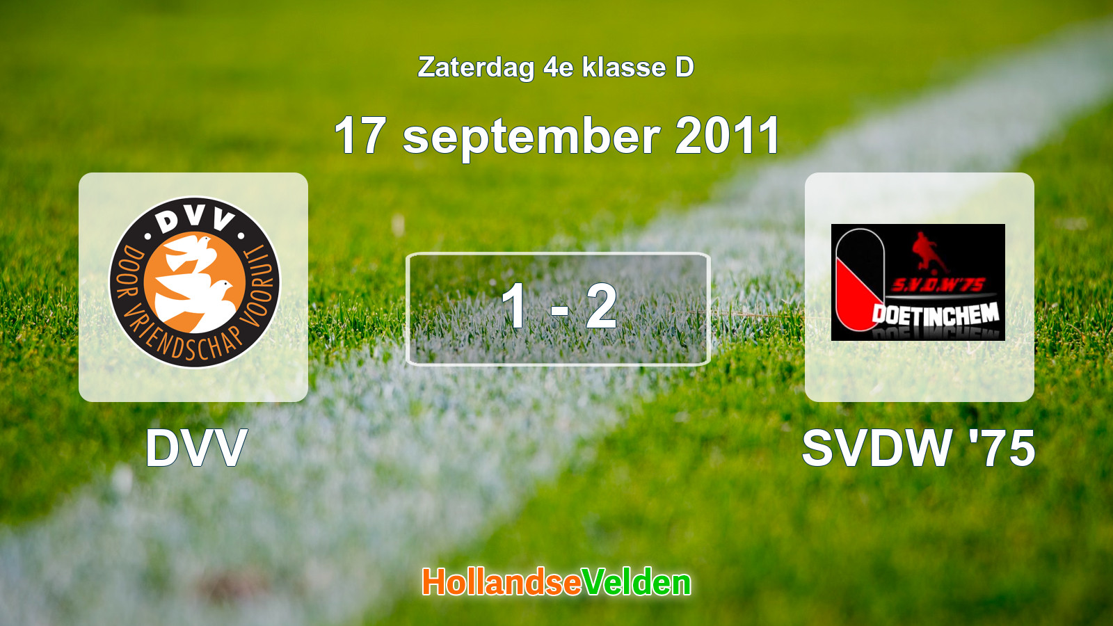 Gespeelde wedstrijd: DVV - SVDW '75 1 - 2 (17 september 2011)