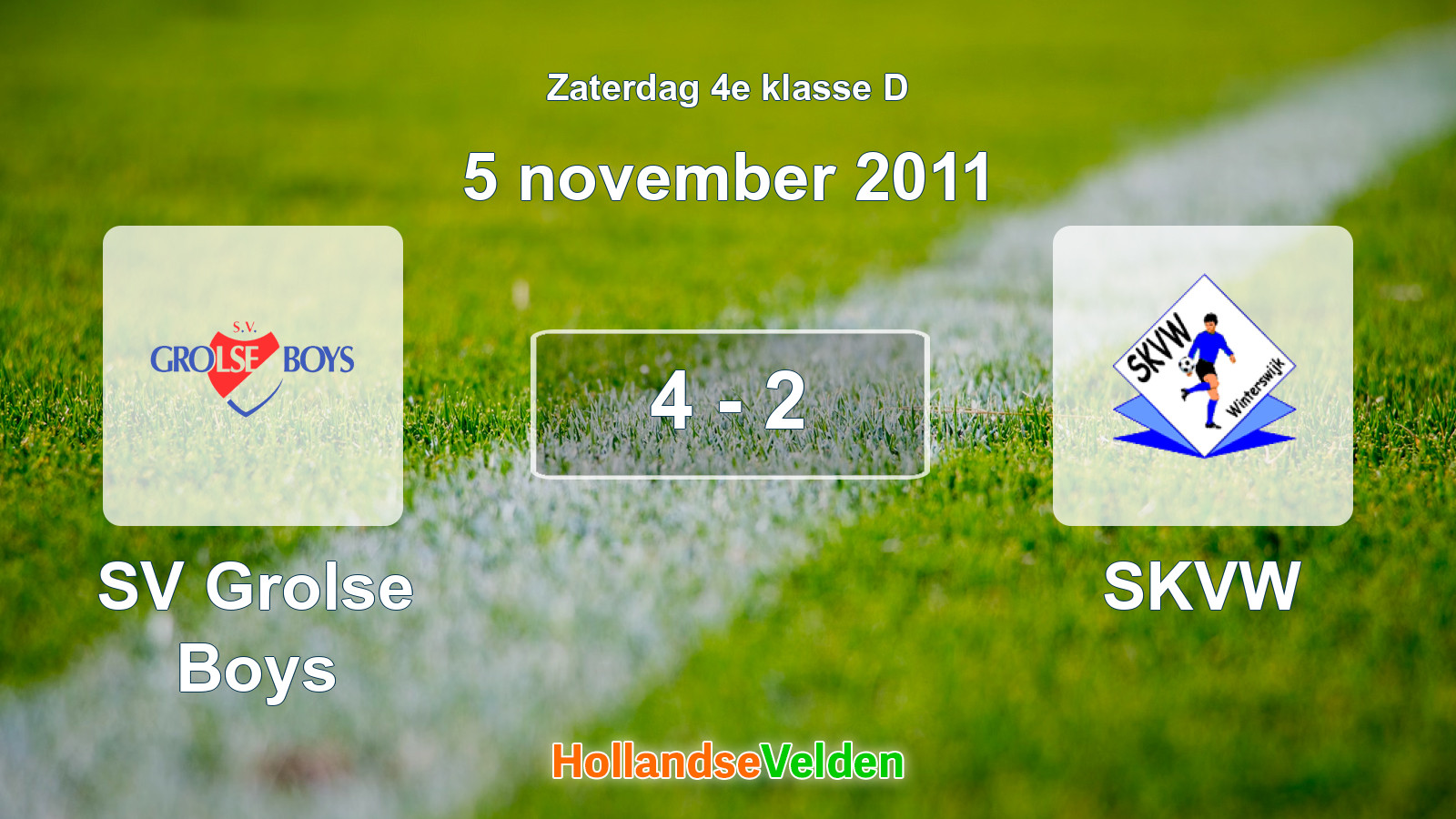 Gespeelde wedstrijd: SV Grolse Boys - SKVW 4 - 2 (5 november 2011)