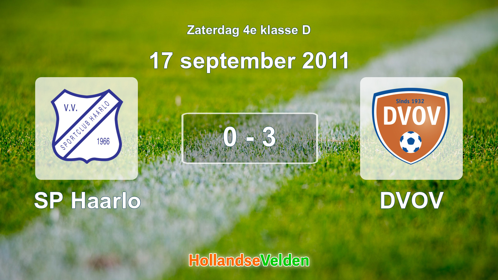 Gespeelde wedstrijd: SP Haarlo - DVOV 0 - 3 (17 september 2011)
