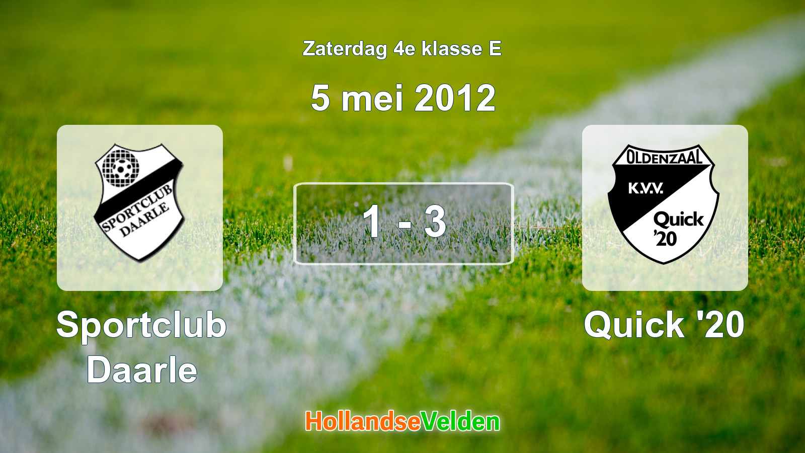Gespeelde wedstrijd: Sportclub Daarle - Quick '20 1 - 3 (5 mei 2012)