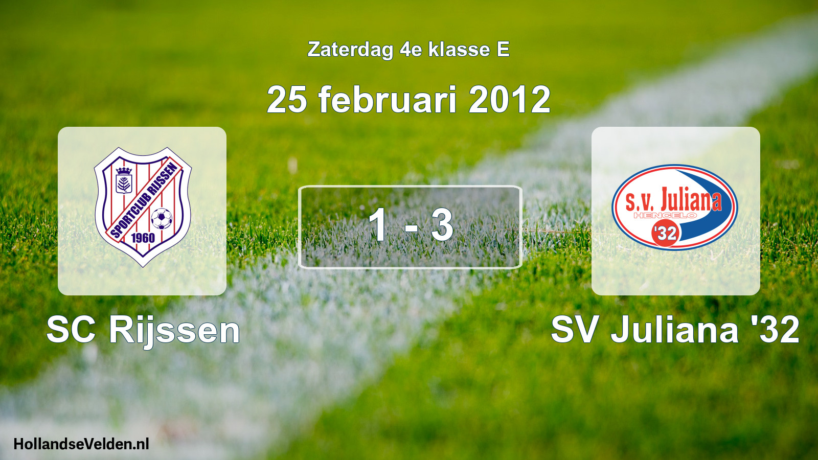 Gespeelde wedstrijd: SC Rijssen - SV Juliana '32 1 - 3 (25 februari 2012)
