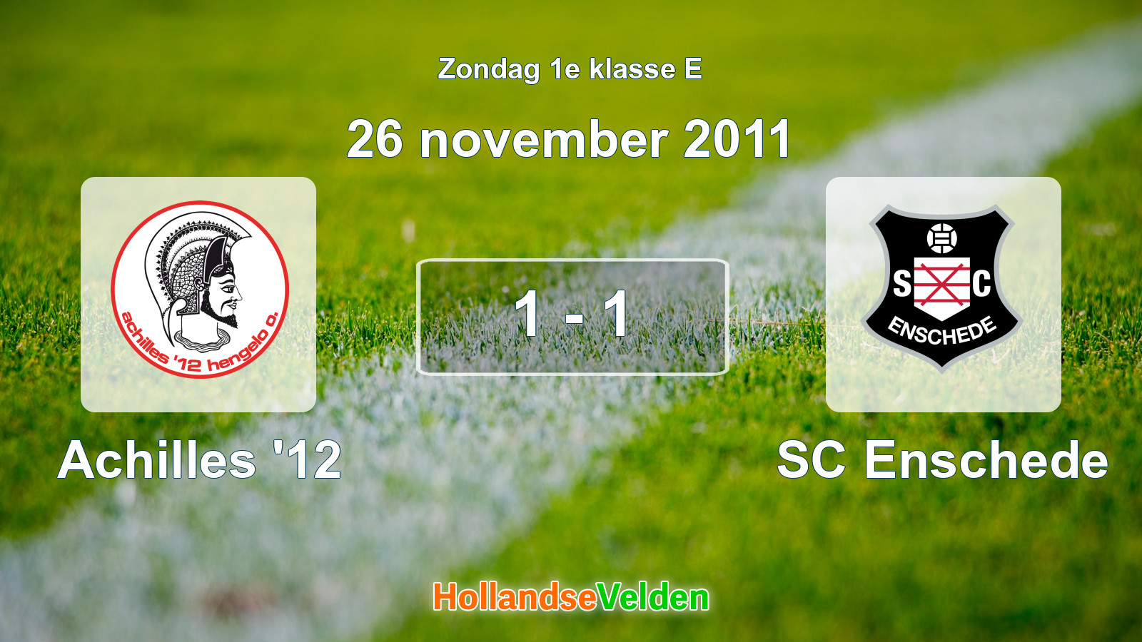 Gespeelde wedstrijd: Achilles '12 - SC Enschede 1 - 1 (26 november 2011)