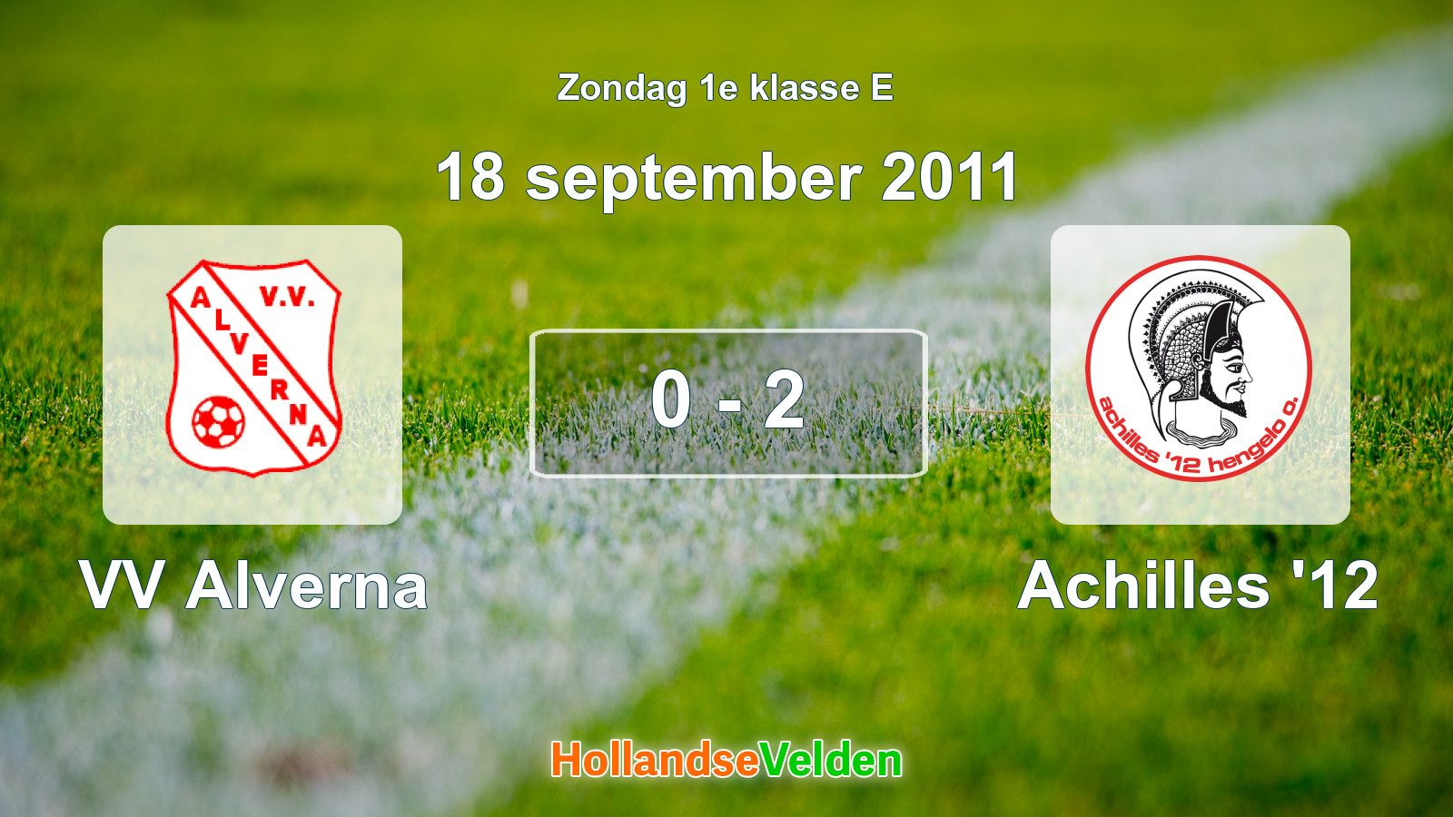 Gespeelde wedstrijd: VV Alverna - Achilles '12 0 - 2 (18 september 2011)