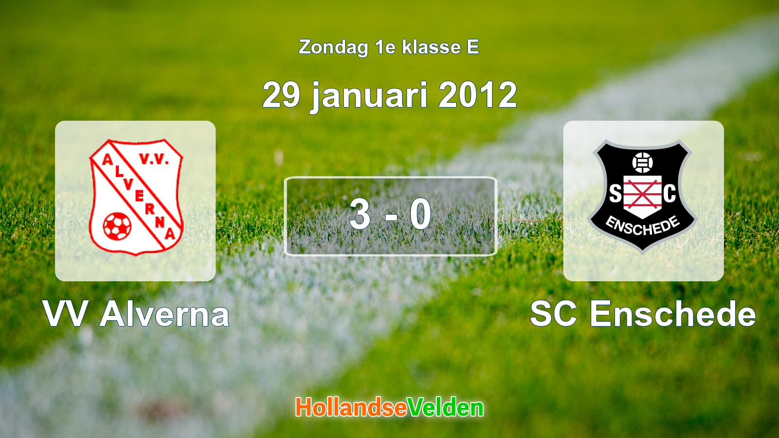 Gespeelde wedstrijd: VV Alverna - SC Enschede 3 - 0 (29 januari 2012)
