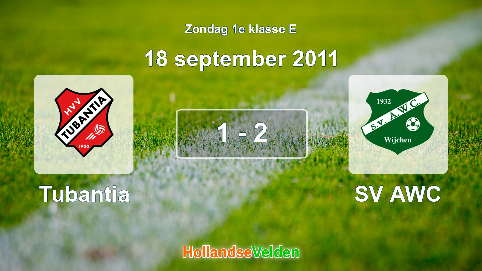 Gespeelde wedstrijd: Tubantia - SV AWC 1 - 2 (18 september 2011)