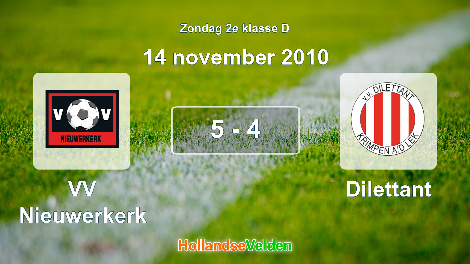 Gespeelde wedstrijd: VV Nieuwerkerk - Dilettant 5 - 4 (14 november 2010)