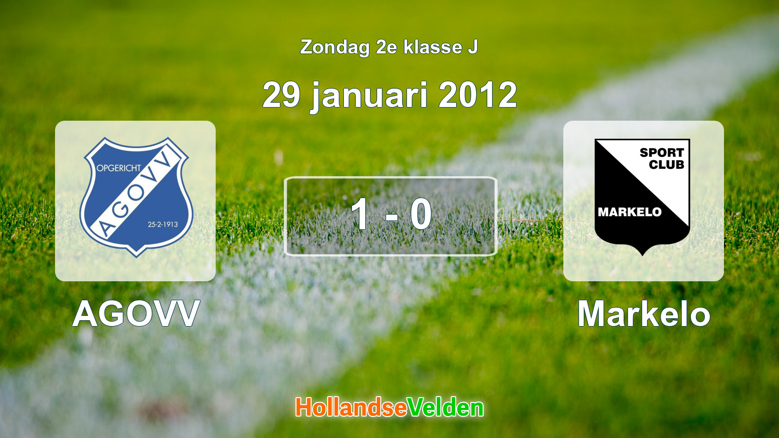 Gespeelde wedstrijd: AGOVV - Markelo 1 - 0 (29 januari 2012)