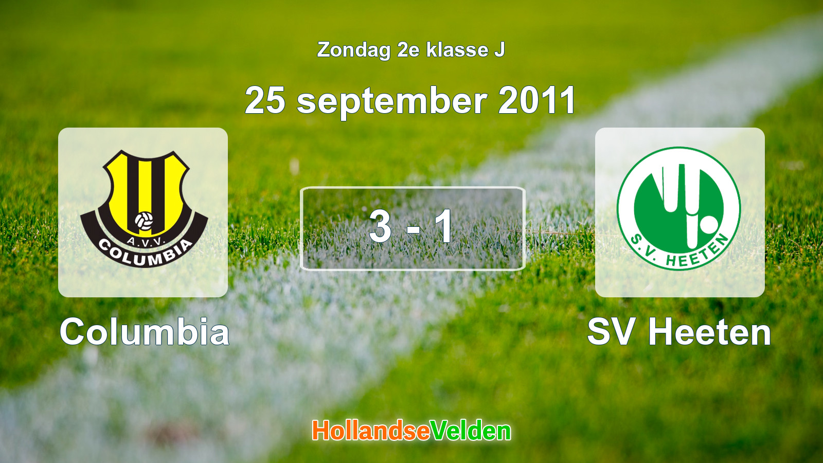Gespeelde wedstrijd: Columbia - SV Heeten 3 - 1 (25 september 2011)