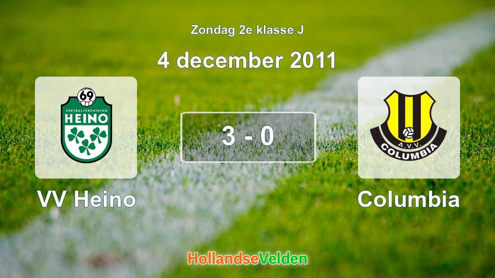 Gespeelde wedstrijd: VV Heino - Columbia 3 - 0 (4 december 2011)