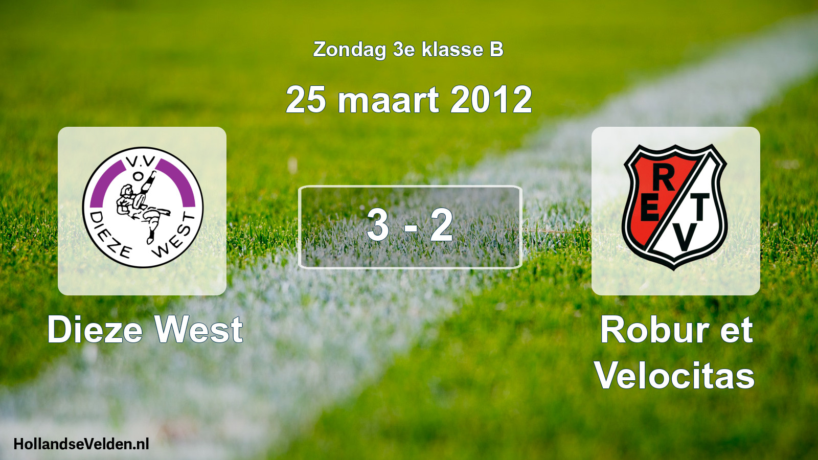 Gespeelde wedstrijd: Dieze West - Robur et Velocitas 3 - 2 (25 maart 2012)