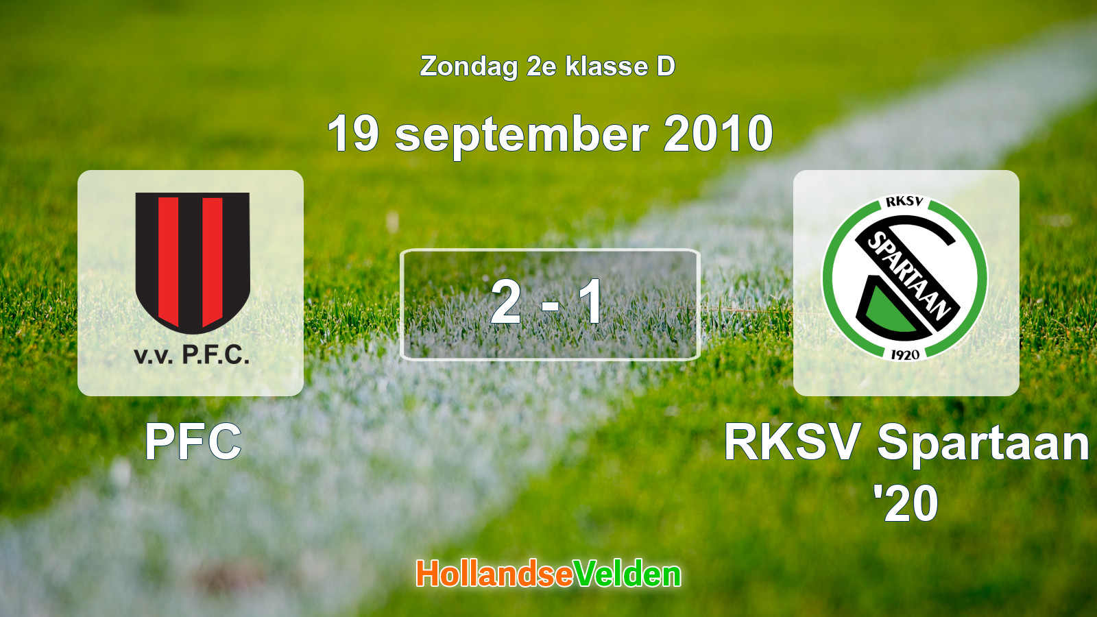 Gespeelde wedstrijd: PFC - RKSV Spartaan '20 2 - 1 (19 september 2010)