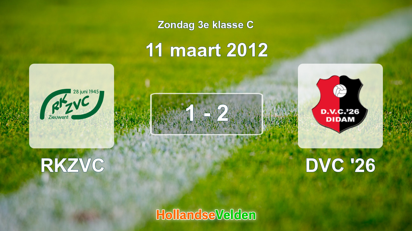 Gespeelde wedstrijd: RKZVC - DVC '26 1 - 2 (11 maart 2012)