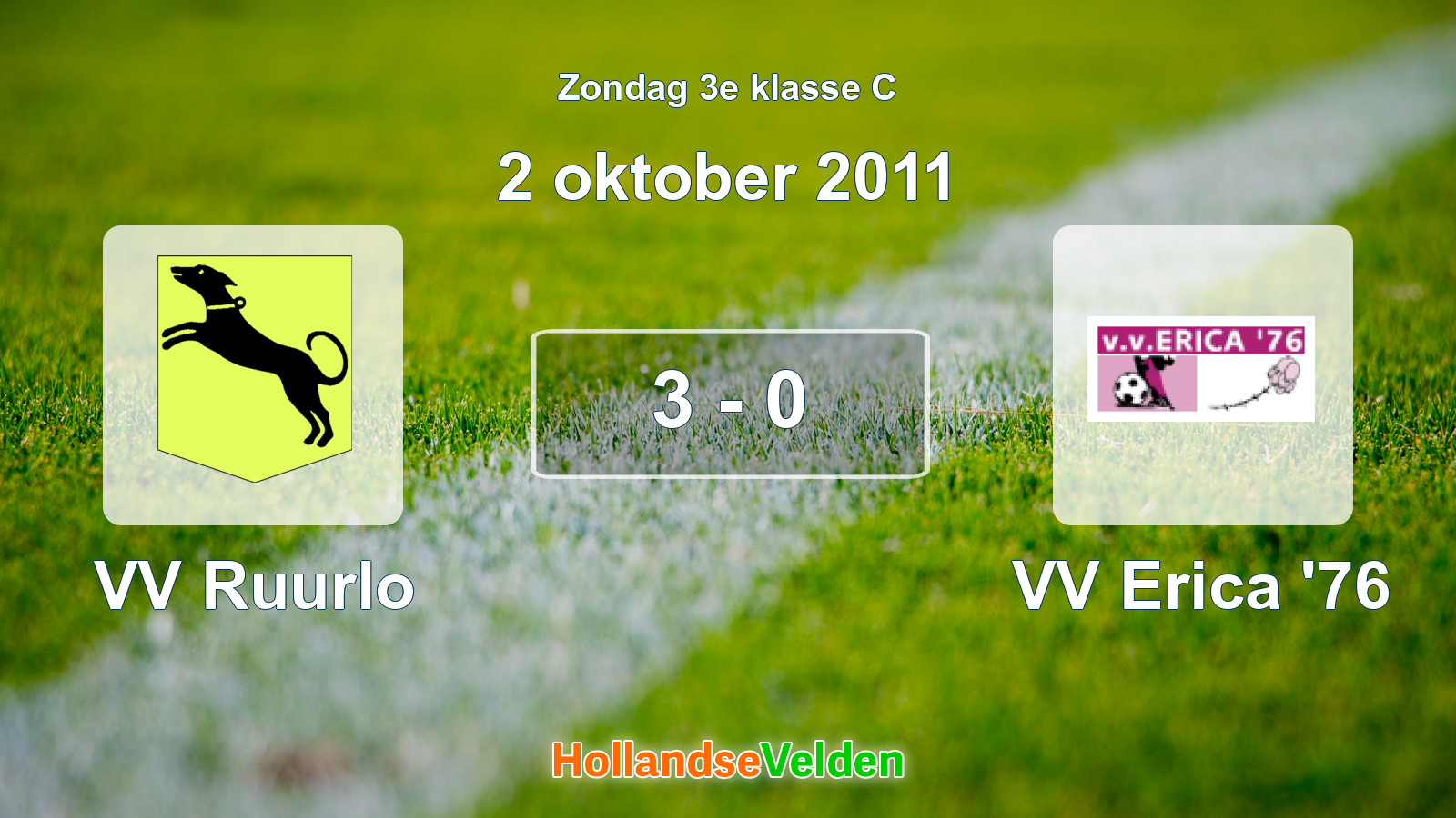 Gespeelde wedstrijd: VV Ruurlo - VV Erica '76 3 - 0 (2 oktober 2011)