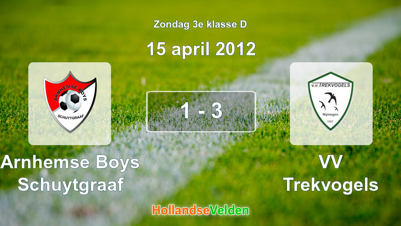 Gespeelde wedstrijd: Arnhemse Boys Schuytgraaf - VV Trekvogels 1 - 3 (15 april 2012)