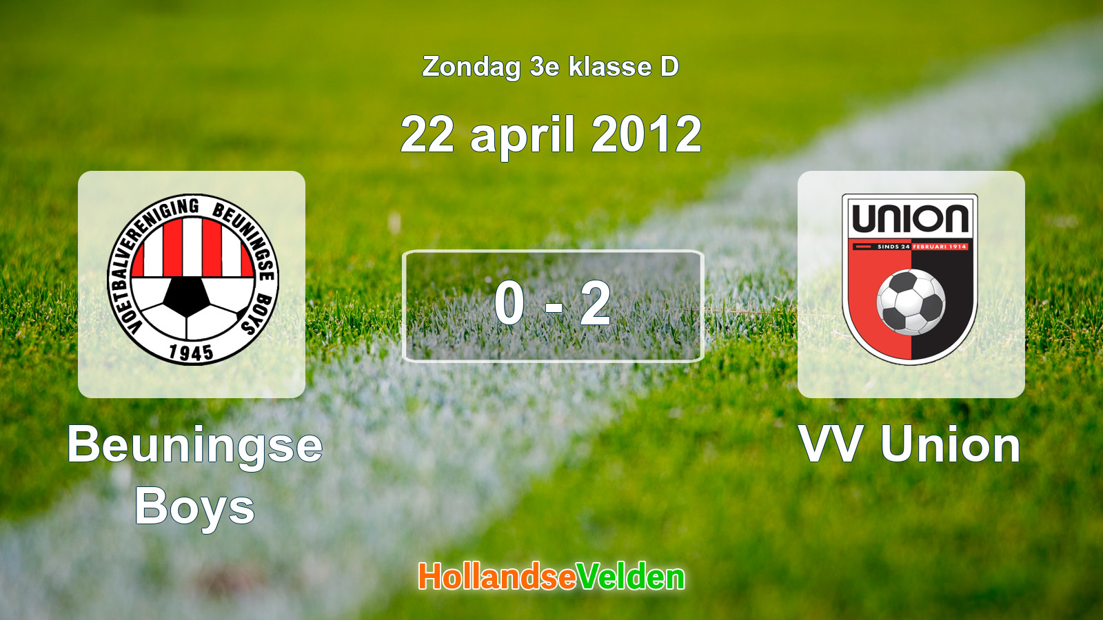 Gespeelde wedstrijd: Beuningse Boys - VV Union 0 - 2 (22 april 2012)