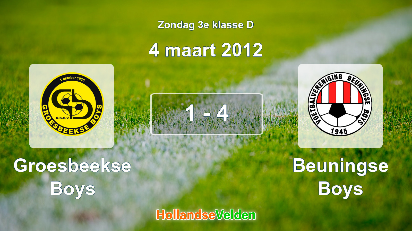 Gespeelde wedstrijd: Groesbeekse Boys - Beuningse Boys 1 - 4 (4 maart 2012)