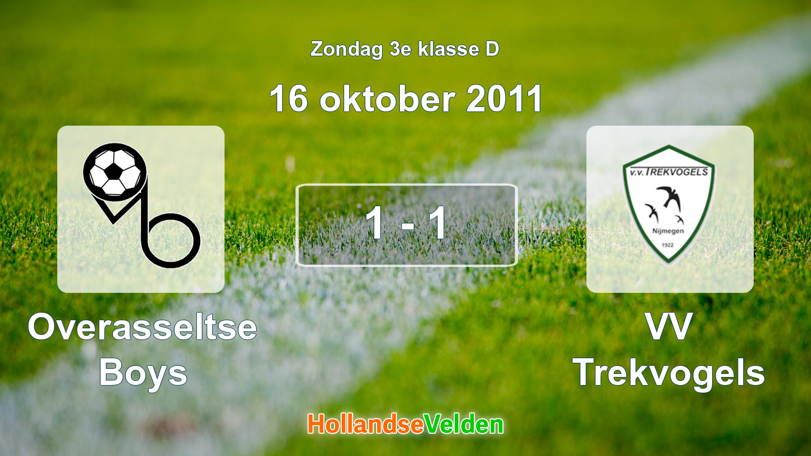 Gespeelde wedstrijd: Overasseltse Boys - VV Trekvogels 1 - 1 (16 oktober 2011)